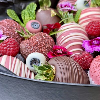 Boîte de 12 fraises enrobées de chocolat